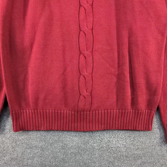 Phys. Sci. Men's Cable Knit Pullover Sweater Red XL Mock Neck Cotton - Picture 4 of 11